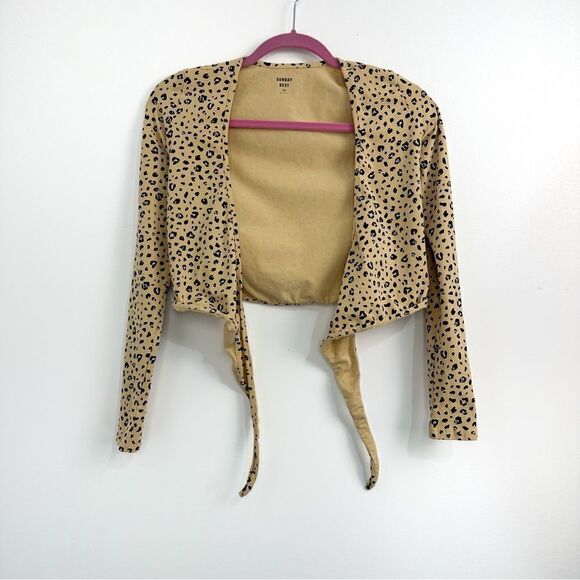 Aritzia Sunday Best Leopard Print Wrap Crop Top Sz XS - Picture 7 of 8